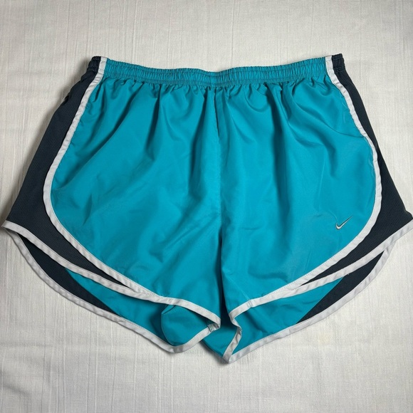 Nike Dri-Fit Drawstring Running Shorts-Light Blue/Gray-Women Large - Picture 1 of 6